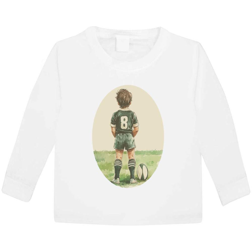 'Boy with Rugby Ball' Children's / Kid's Long Sleeve Cotton T-Shirts (KL052307)