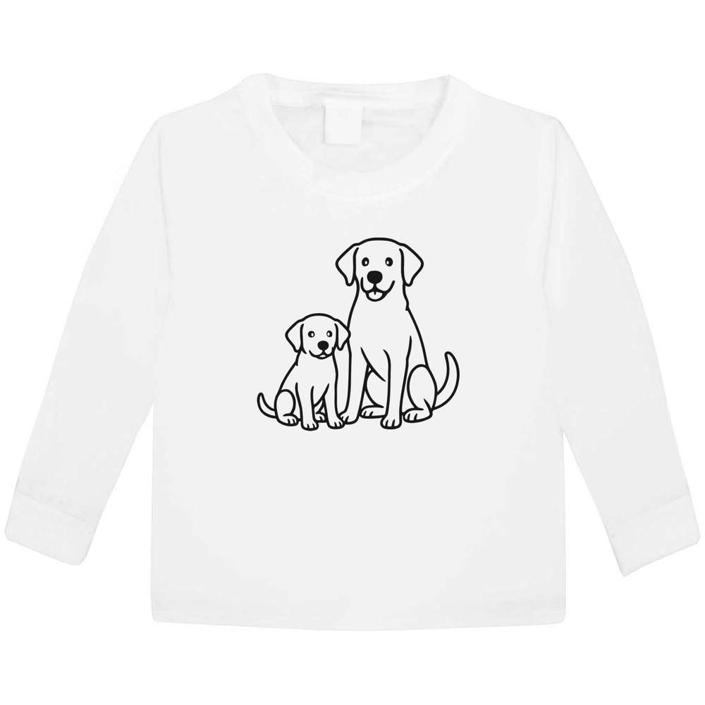 'Labrador Adult and Puppy' Children's / Kid's Long Sleeve Cotton T-Shirts (KL054443)