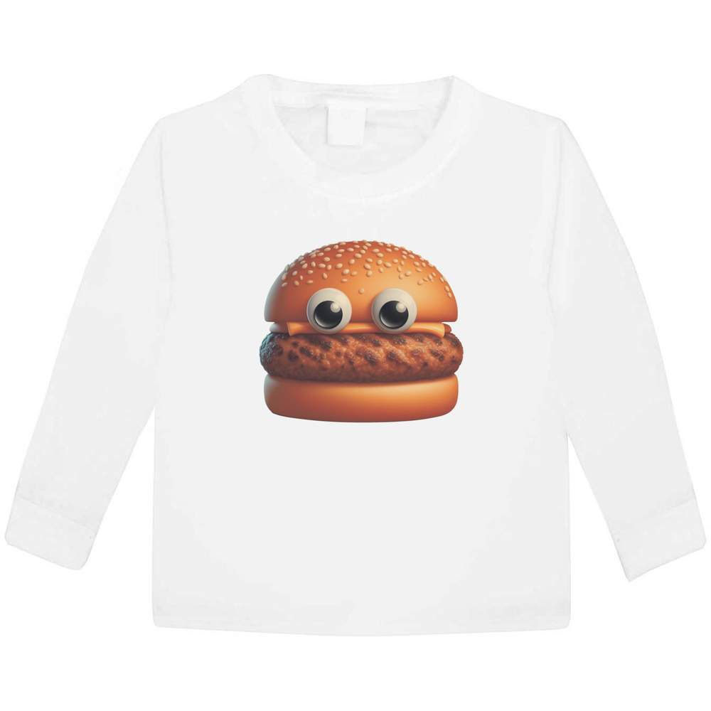'Funny Burger Face' Children's / Kid's Long Sleeve Cotton T-Shirts (KL056423)