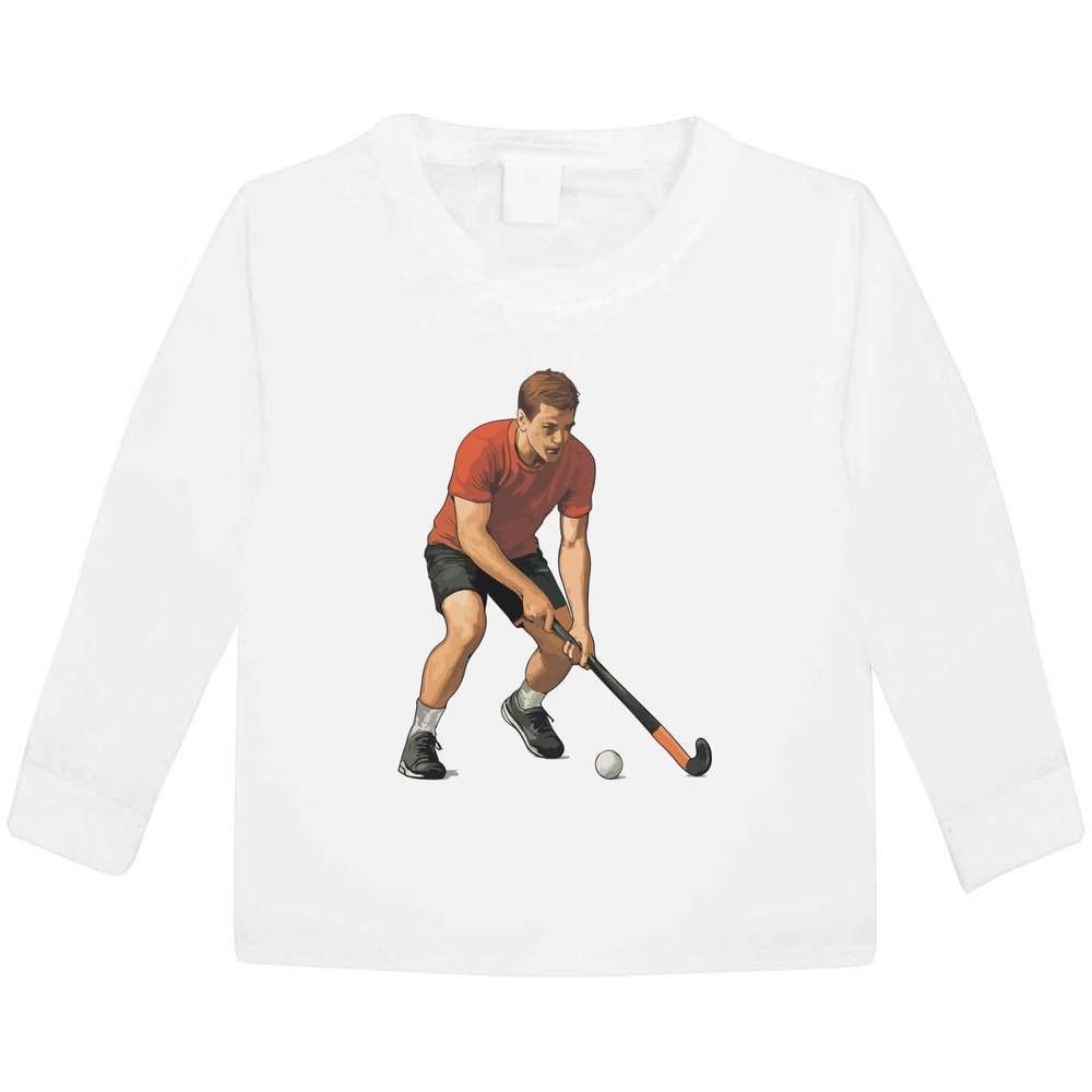 'Field Hockey Player' Children's / Kid's Long Sleeve Cotton T-Shirts (KL056587)