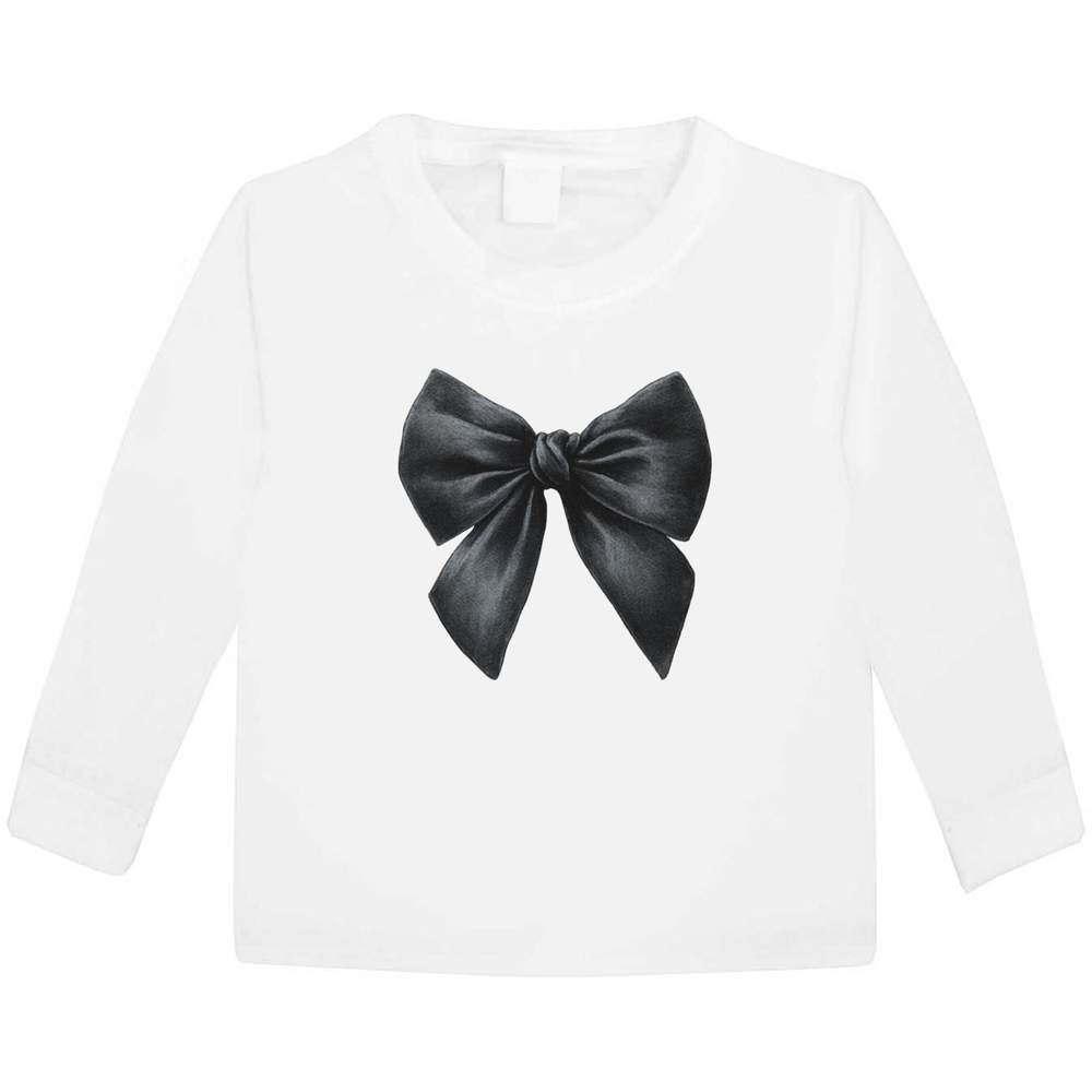 'Black Bow' Children's / Kid's Long Sleeve Cotton T-Shirts (KL056919)