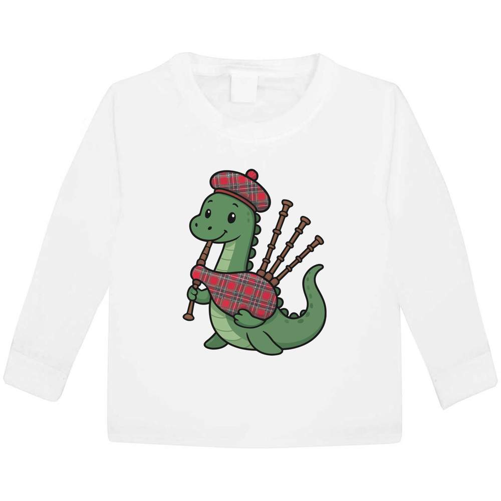 'Nessie Playing Bagpipes' Kids Long Sleeve T-Shirt - Long Sleeve Childrens Cotton Top for School, Play, Sports and Gifts (KL057863)