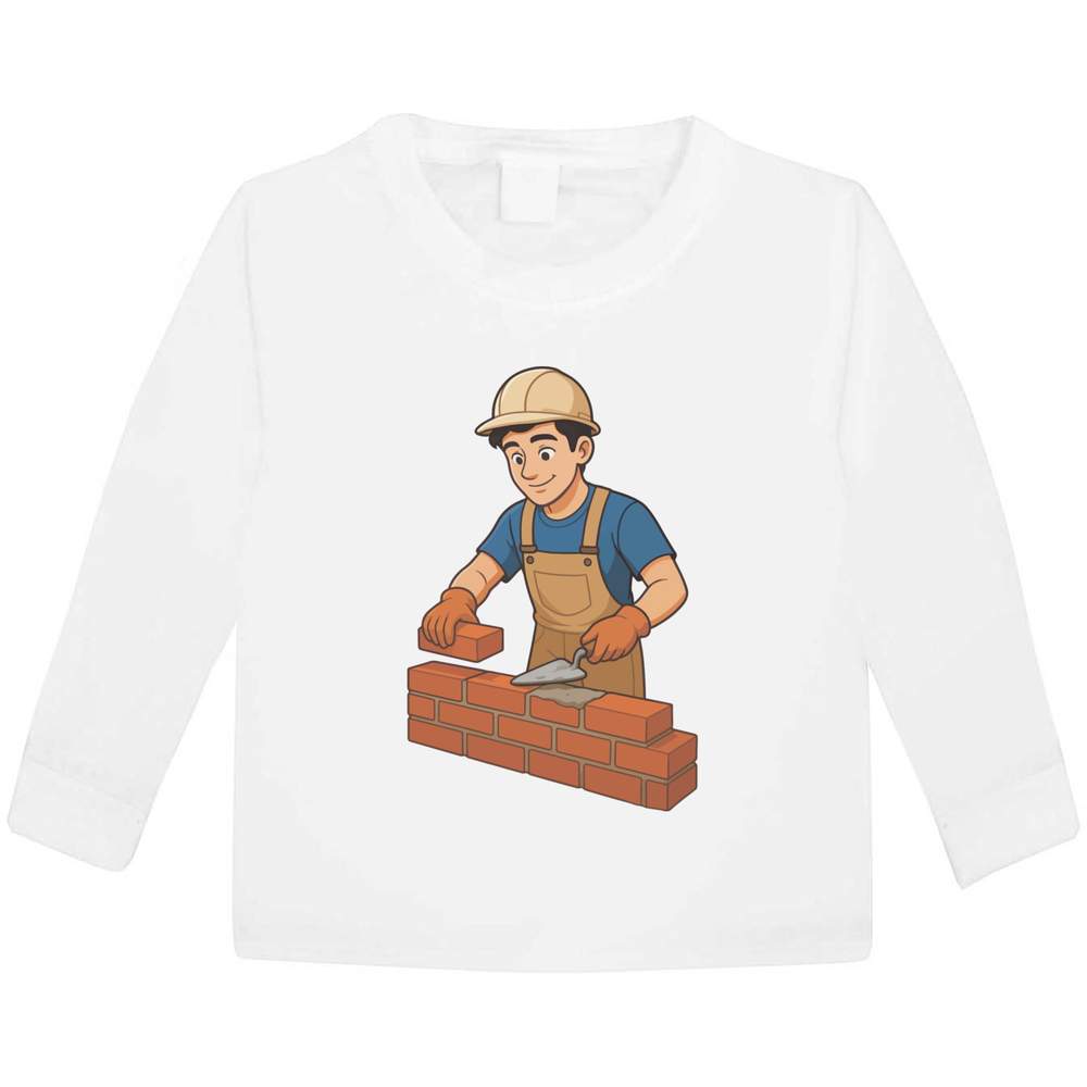 'Bricklayer Working' Children's / Kid's Long Sleeve Cotton T-Shirts (KL057866)