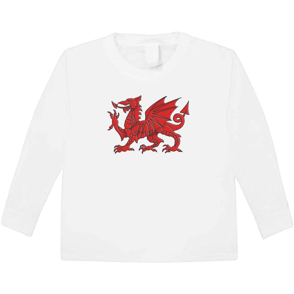 'Welsh Dragon' Children's / Kid's Long Sleeve Cotton T-Shirt (5-6 Years) (KL00038527)