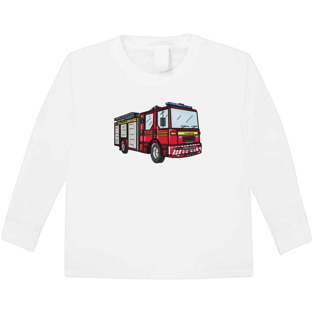 'Fire Engine' Children's / Kid's Long Sleeve Cotton T-Shirt (5-6 Years) (KL00053547)