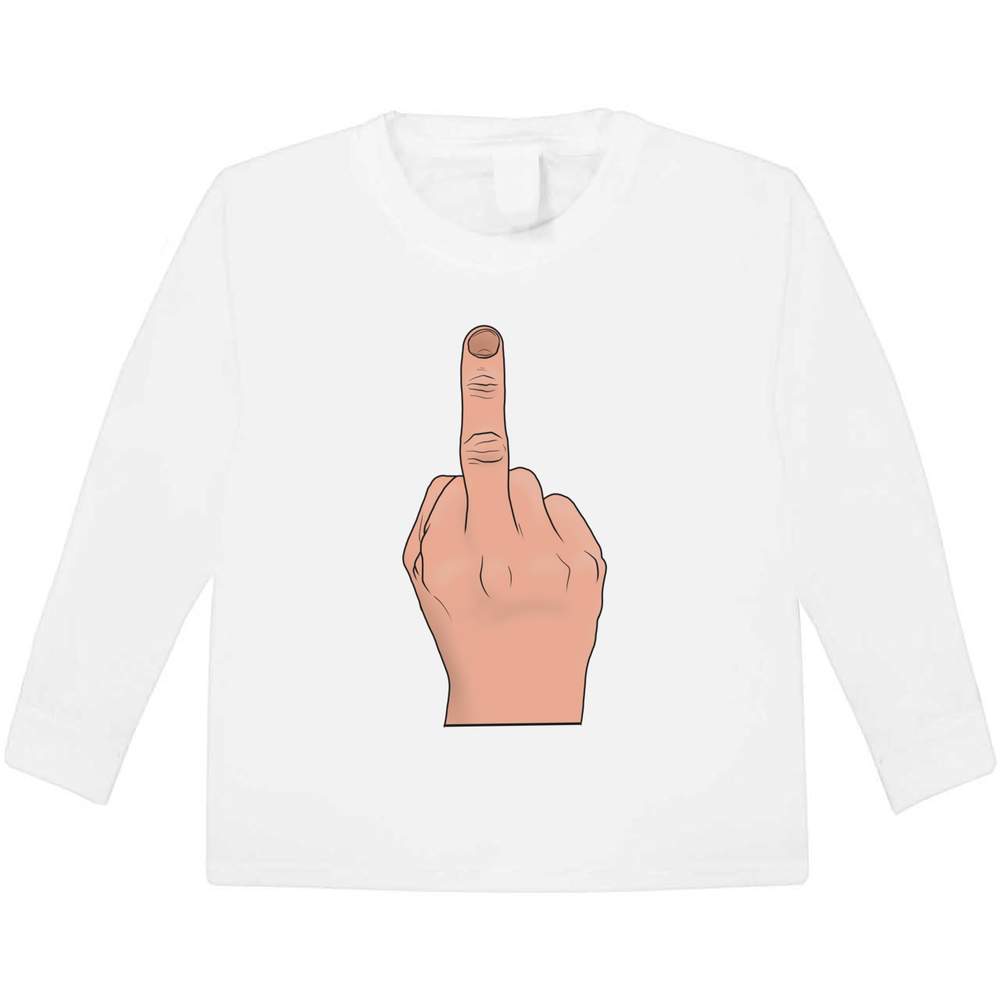 'Swearing Middle Finger' Children's / Kid's Long Sleeve Cotton T-Shirt (5-6 Years) (KL00079382)
