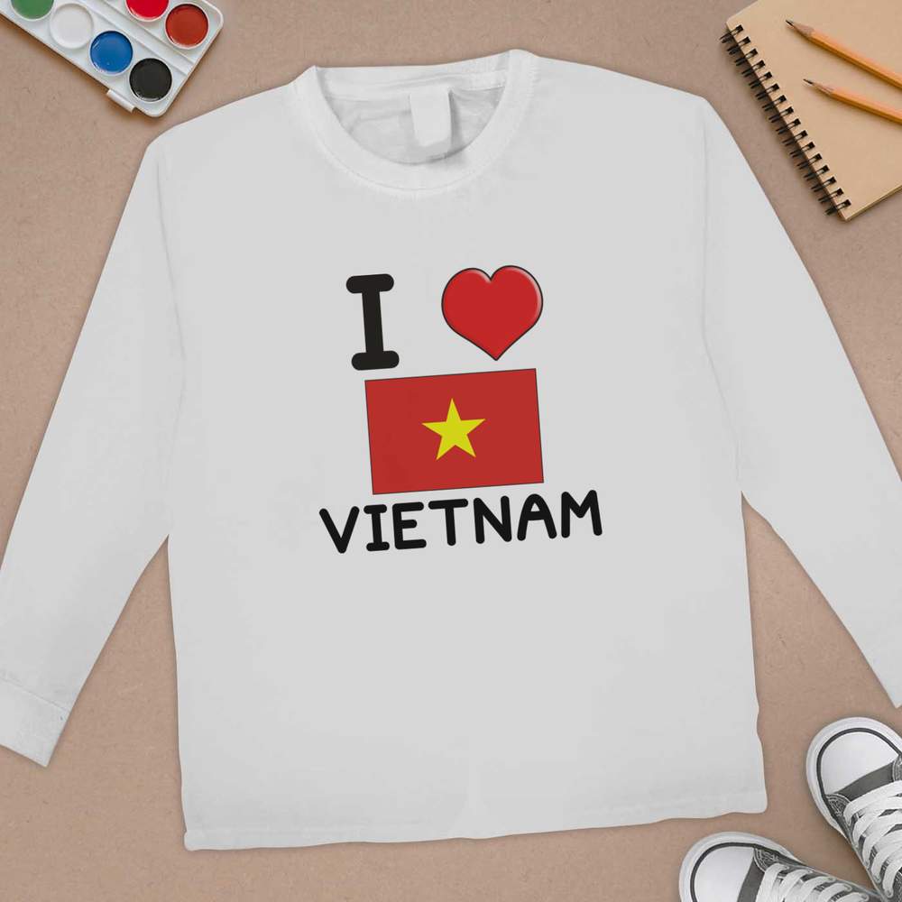 'I Love Vietnam' Children's / Kid's Long Sleeve Cotton T-Shirts (KL032791) - Picture 6 of 12