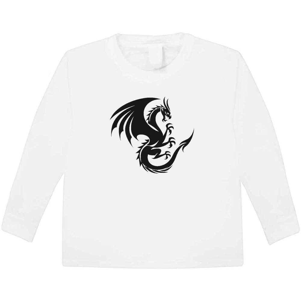 'Coat of Arms Dragon' Children's / Kid's Long Sleeve Cotton T-Shirt (5-6 Years) (KL00131980)