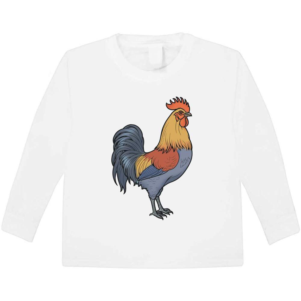 'Colorful Cockerel' Children's / Kid's Long Sleeve Cotton T-Shirt (5-6 Years) (KL00137890)