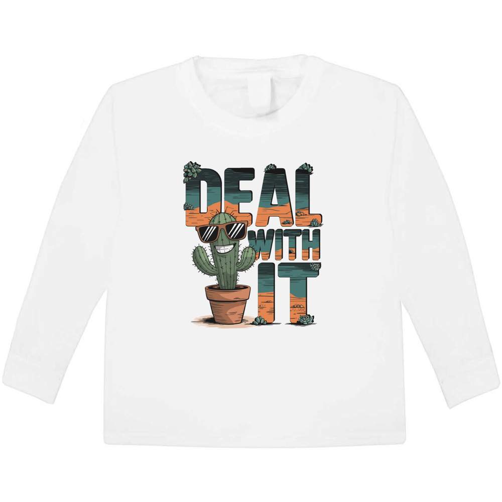 'Deal With It' Children's / Kid's Long Sleeve Cotton T-Shirts (KL052535)