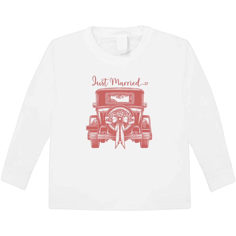 'Just Married Vintage Car' Children's / Kid's Long Sleeve Cotton T-Shirt (5-6 Years) (KL00168065)