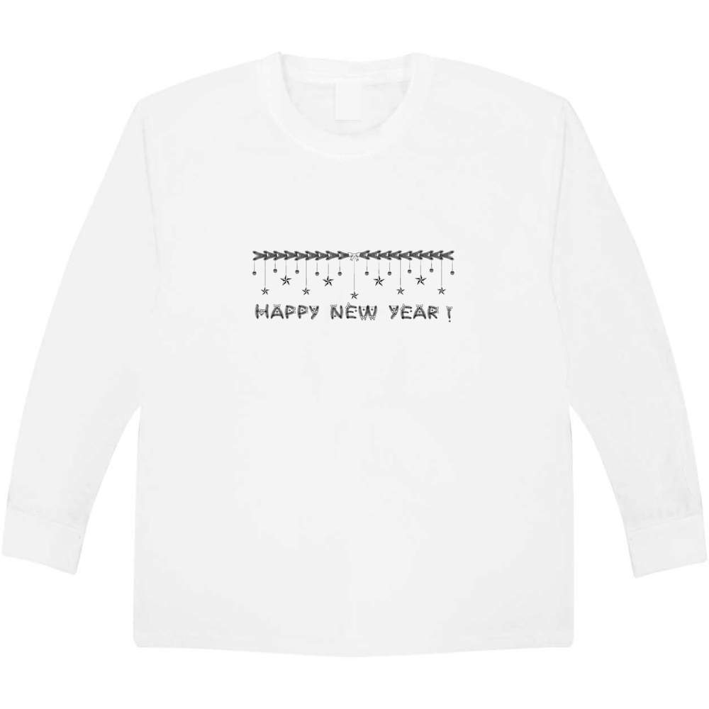 'Happy New Year Banner' Children's / Kid's Long Sleeve Cotton T-Shirt (7-8 Years) (KL00005183)