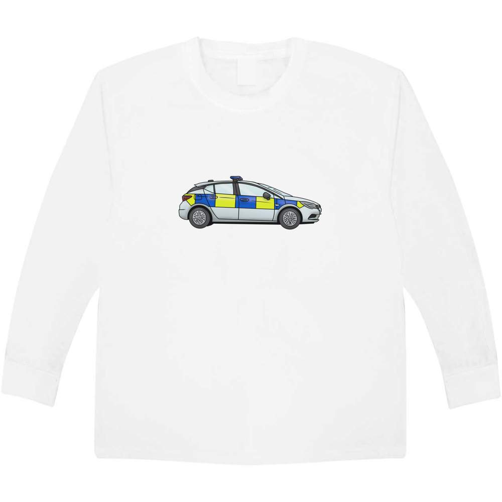 'UK Police Car' Children's / Kid's Long Sleeve Cotton T-Shirt (7-8 Years) (KL00093691)