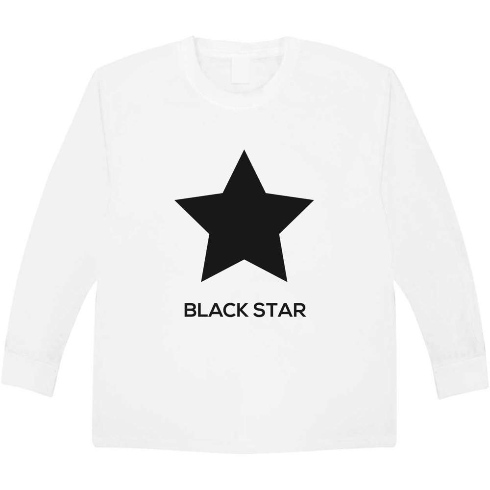 'Black Star Text with Star icon' Children's / Kid's Long Sleeve Cotton T-Shirt (7-8 Years) (KL00101081)