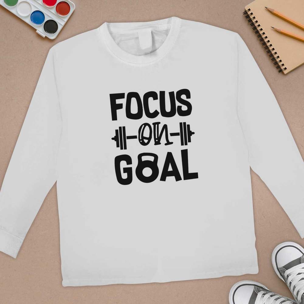 'Focus On Goal' Children's / Kid's Long Sleeve Cotton T-Shirts (KL046889) - Picture 8 of 12