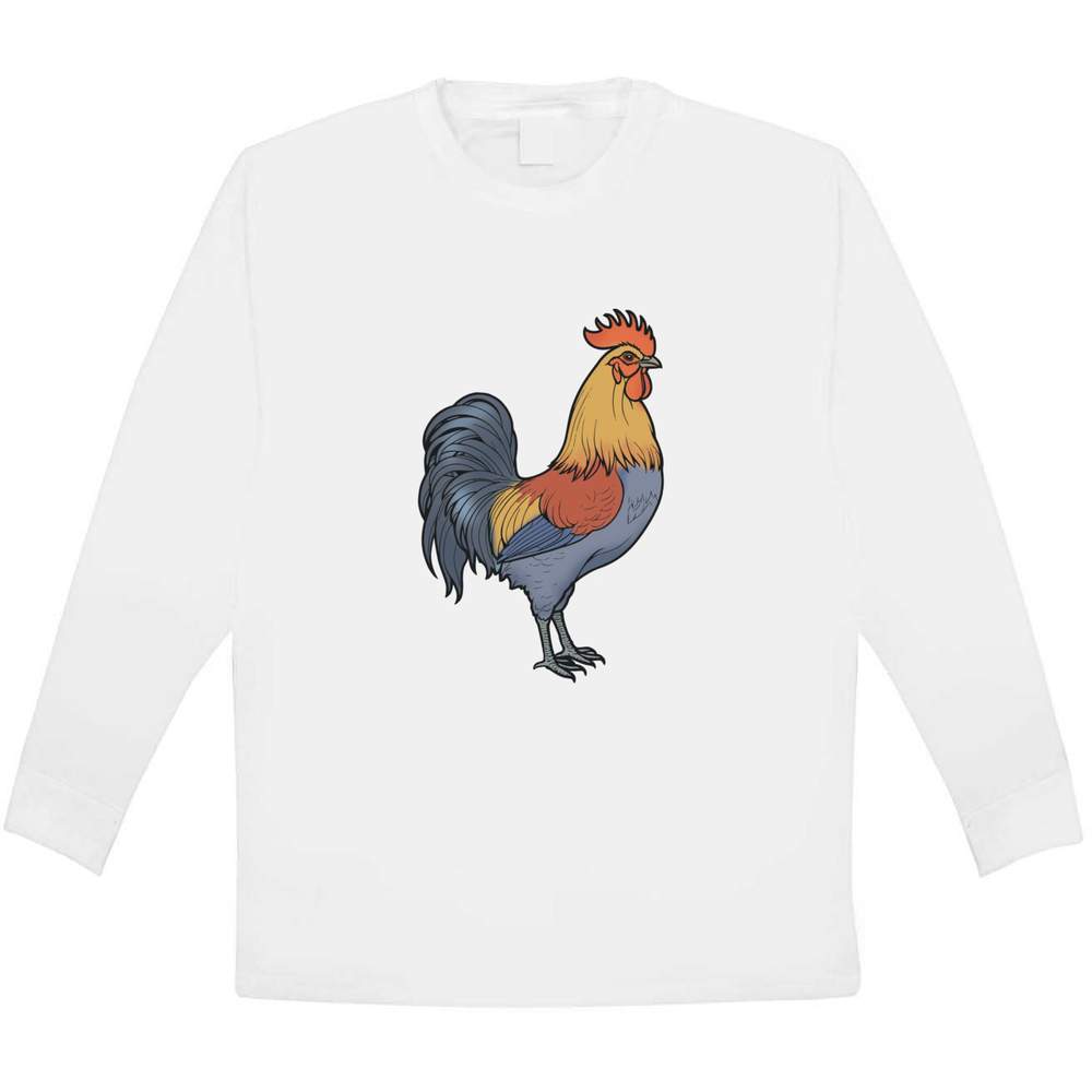 'Colorful Cockerel' Children's / Kid's Long Sleeve Cotton T-Shirt (9-11 Years) (KL00137892)