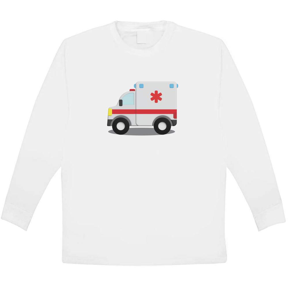 'Ambulance Toy' Kids Long Sleeve T-Shirt - White, 9-11 Years - Childrens Cotton Top for School, Play, Sports and Gifts (KL00159977)