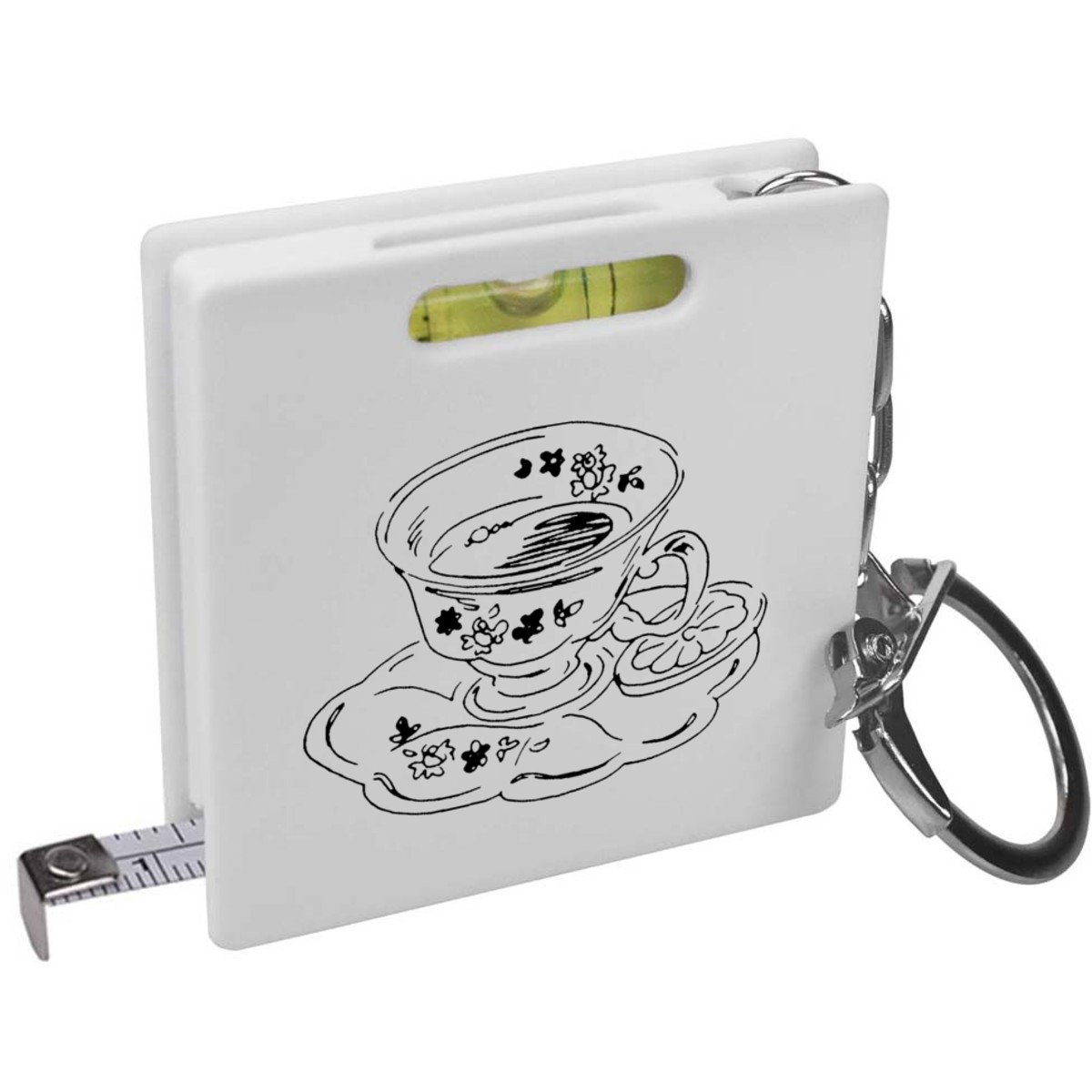 'Fancy Teacup' Keyring Tape Measure / Spirit Level Tool (KM00003168)