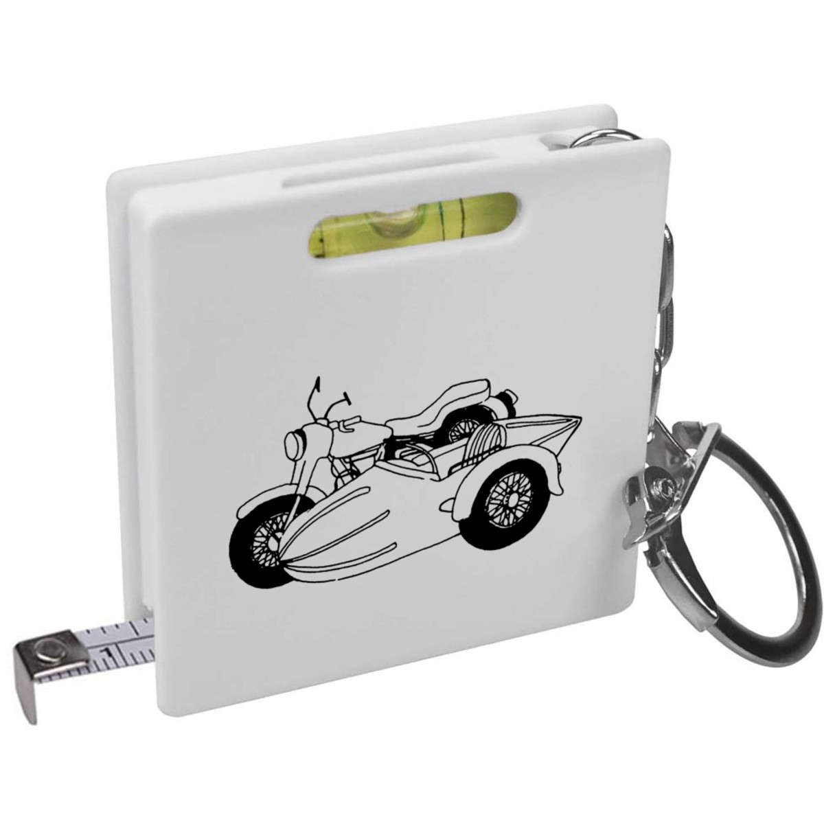 'Motorcycle Side Car' Keyring Tape Measure / Spirit Level Tool (KM00007907)