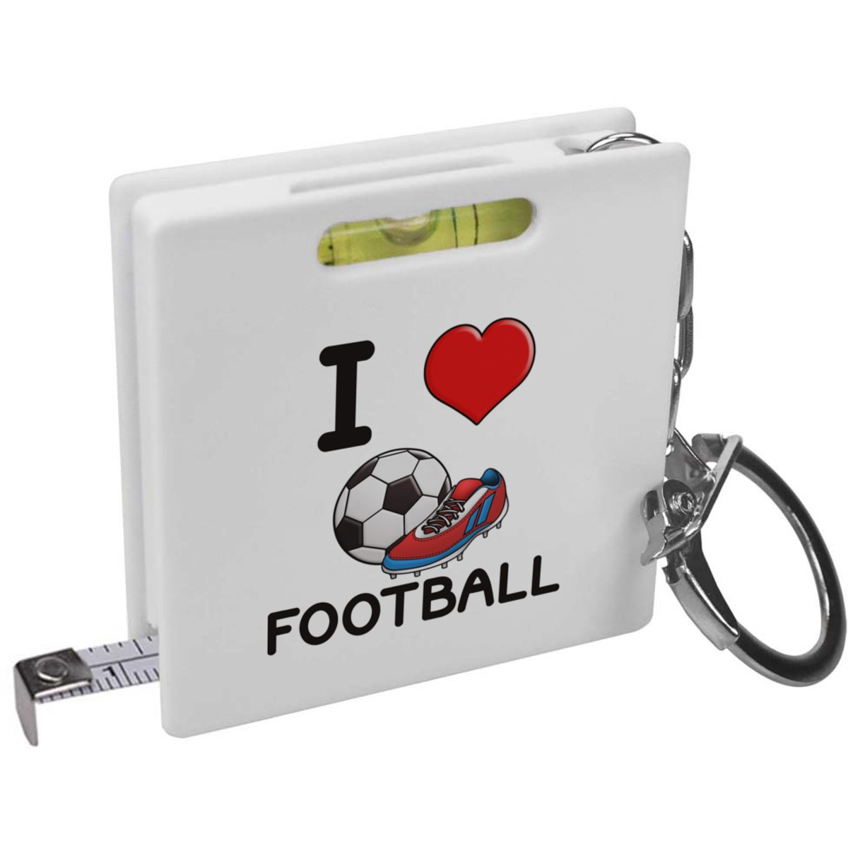 'I Love Football' Keyring Tape Measure / Spirit Level Tool (KM00024030)