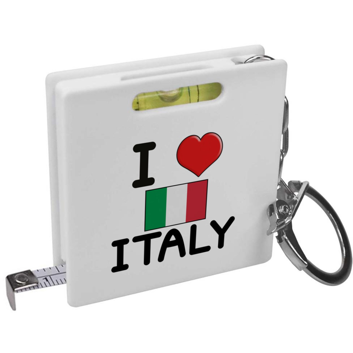'I Love Italy' Keyring Tape Measure / Spirit Level Tool (KM00024048)