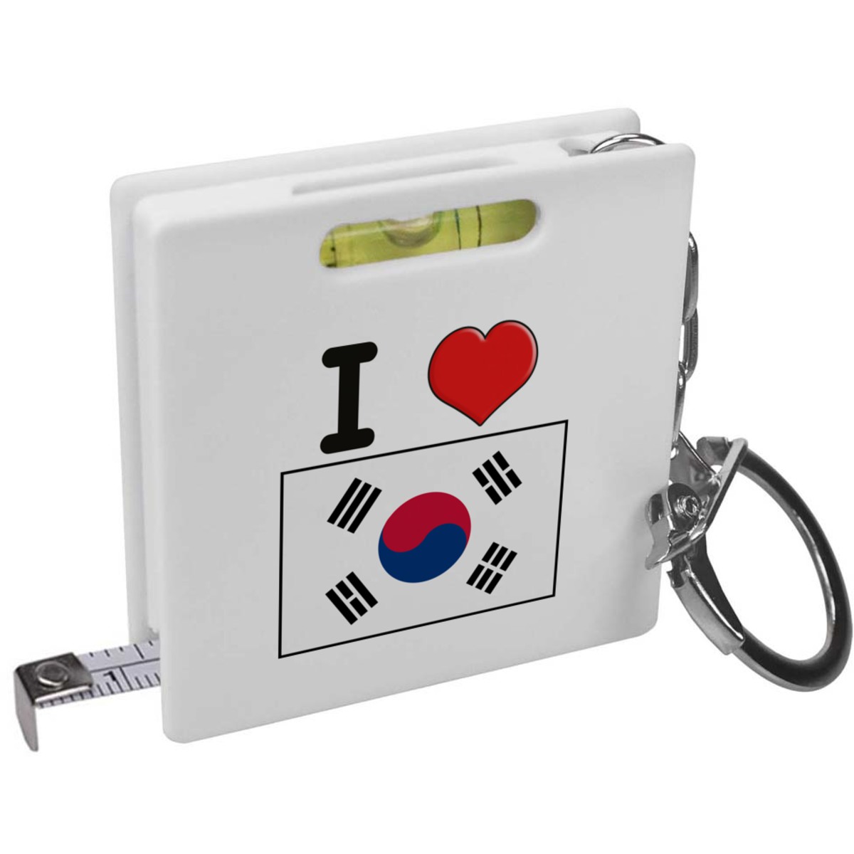 'I Love South Korea' Keyring Tape Measure / Spirit Level Tool (KM00024085)