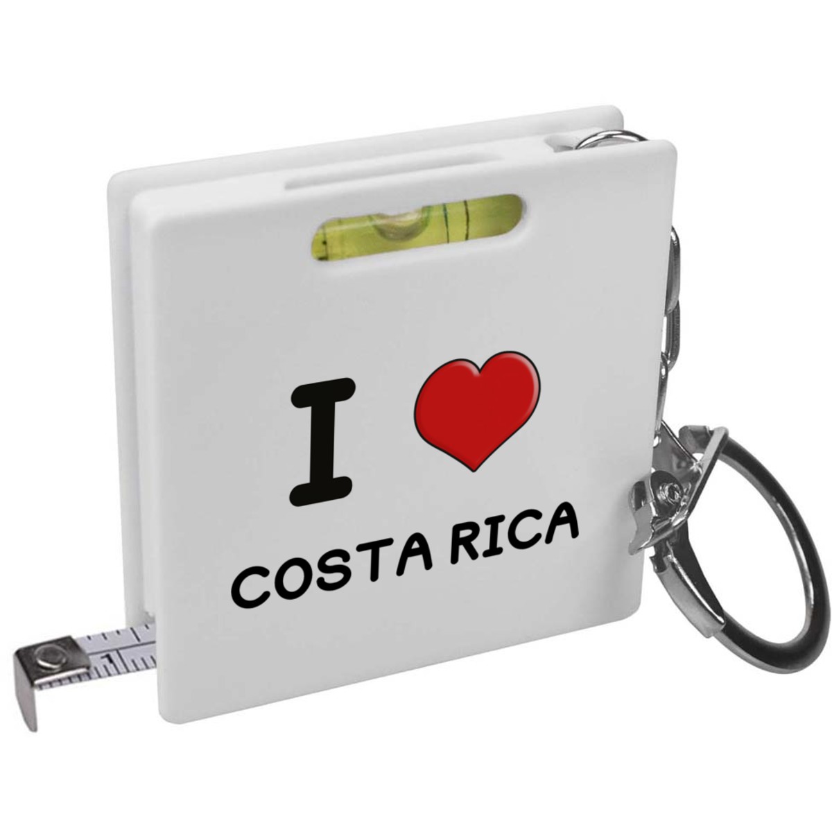 'I Love Costa Rica' Keyring Tape Measure / Spirit Level Tool (KM00024215)