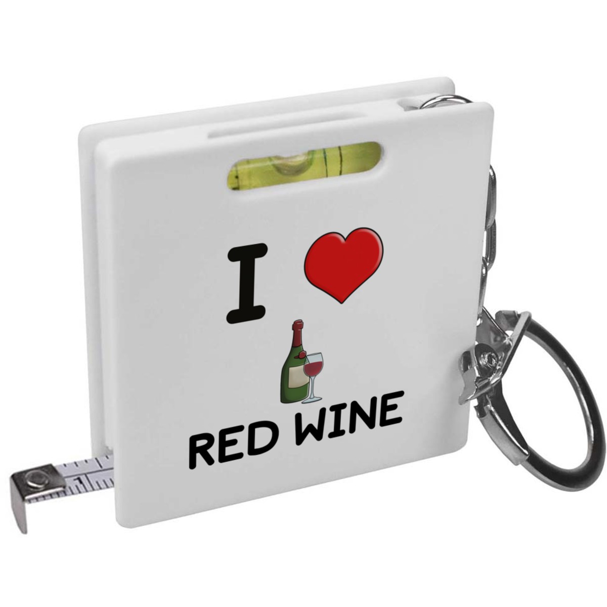 'I Love Red Wine' Keyring Tape Measure / Spirit Level Tool (KM00024330)