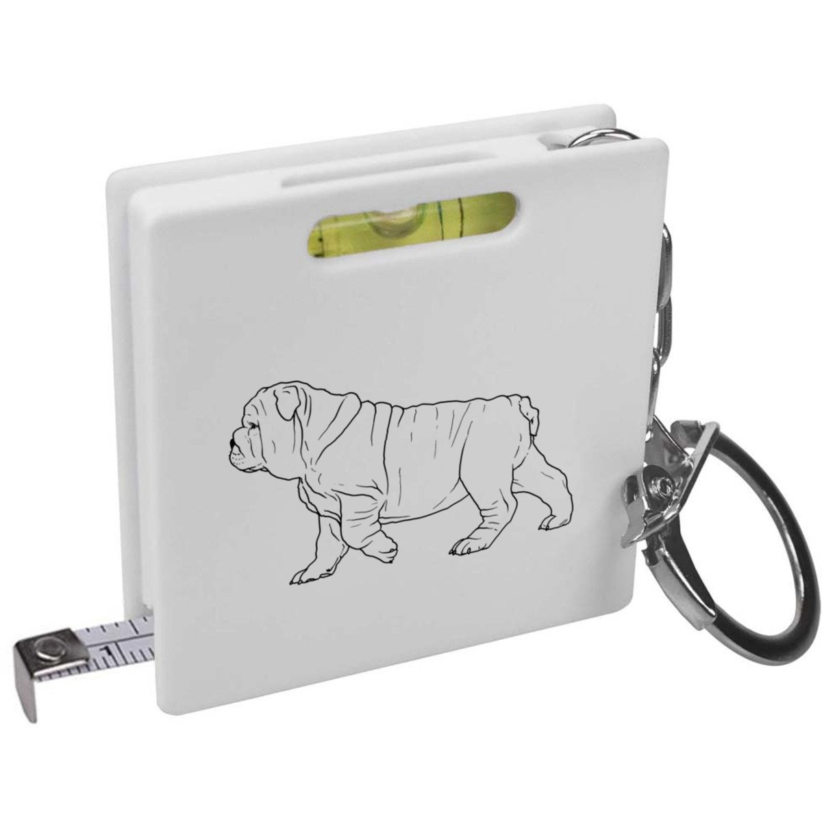 'English Bulldog' Keyring Tape Measure / Spirit Level Tool (KM00024744)