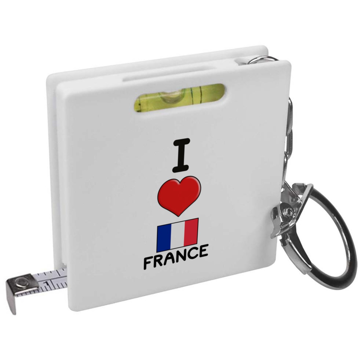'I Love France' Keyring Tape Measure / Spirit Level Tool (KM00027051)