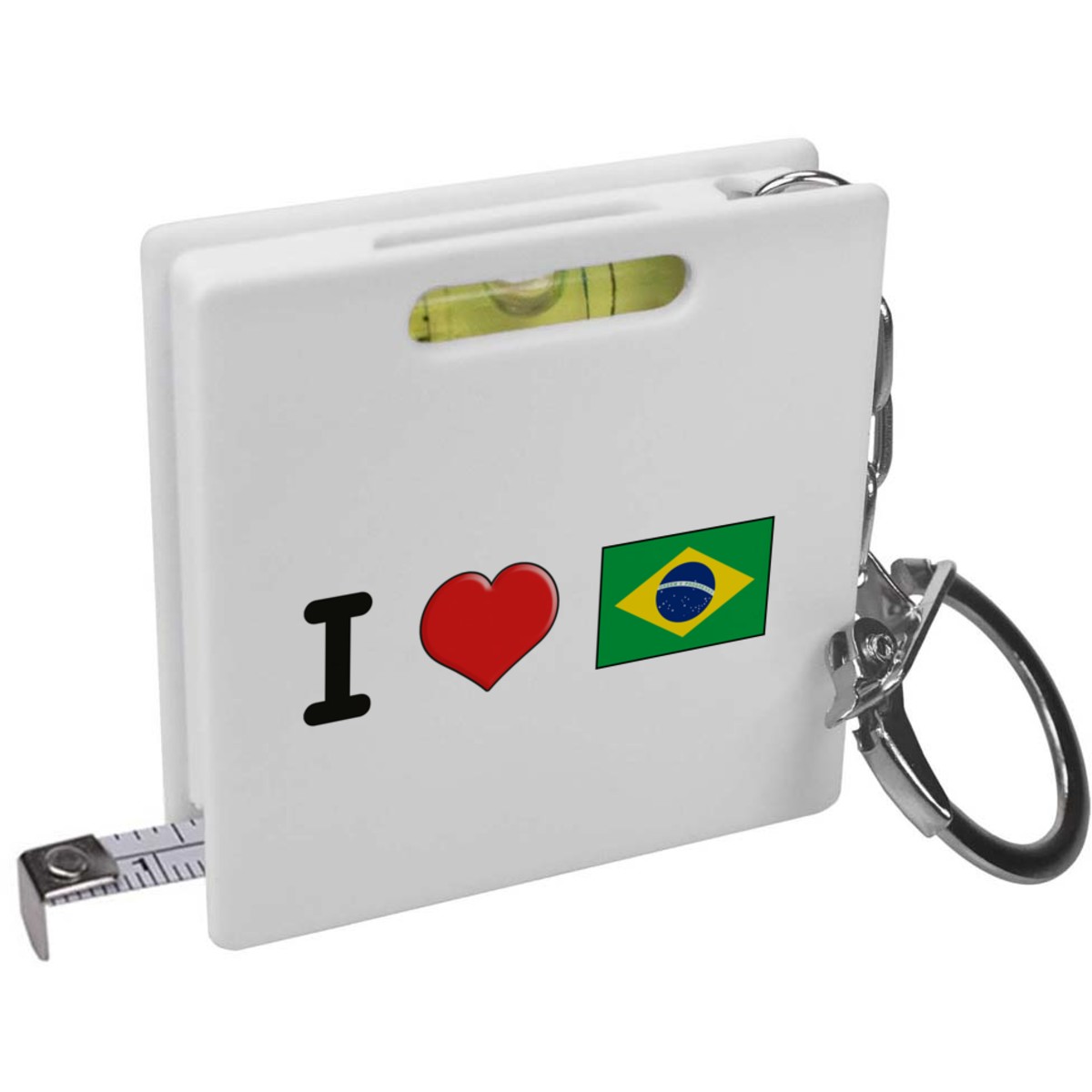 'I Love Brazil' Keyring Tape Measure / Spirit Level Tool (KM00027091)