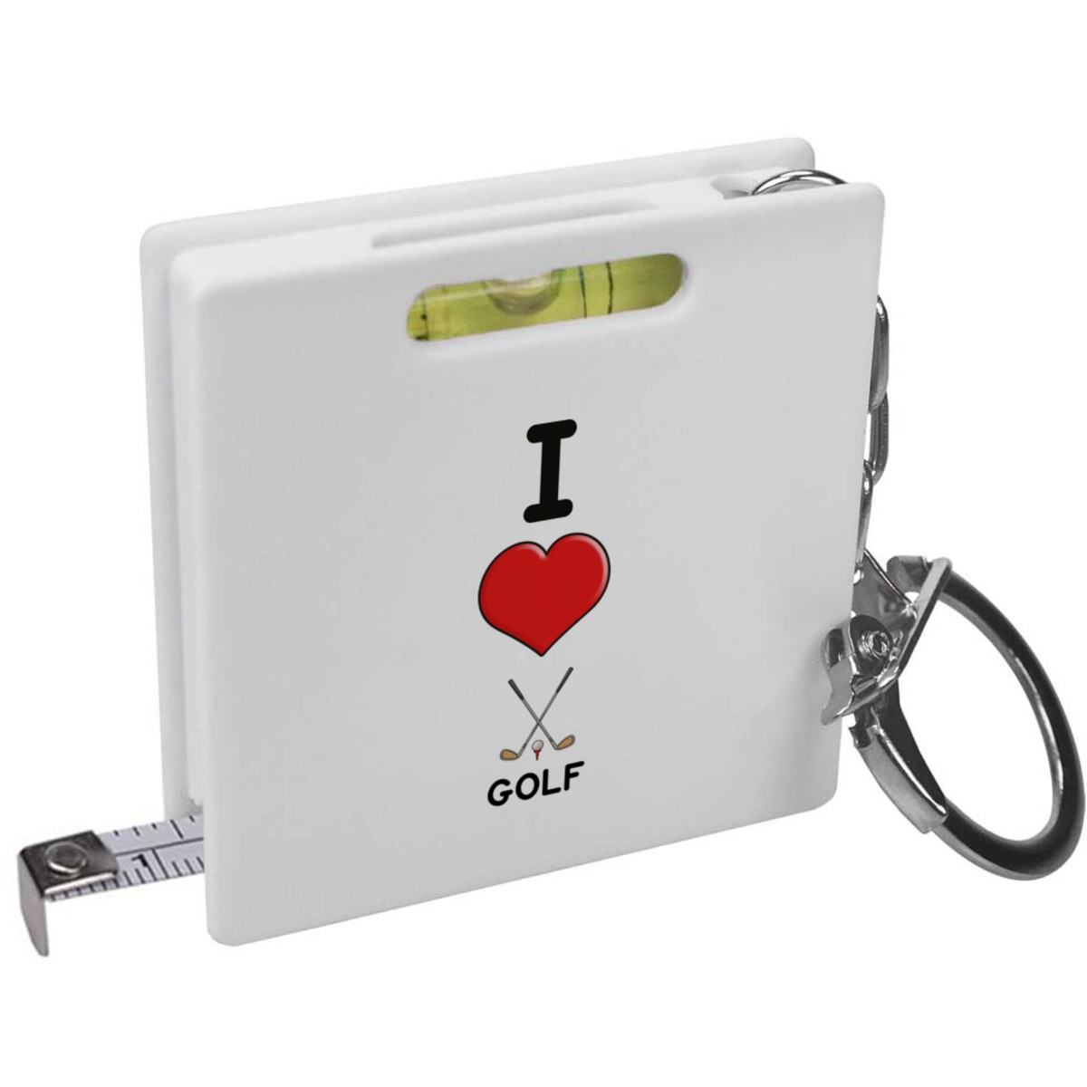 'I Love Golf' Keyring Tape Measure / Spirit Level Tool (KM00028181)