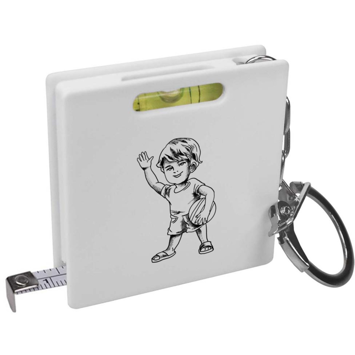 'A boy with a ball' Keyring Tape Measure / Spirit Level Tool (KM00030364)