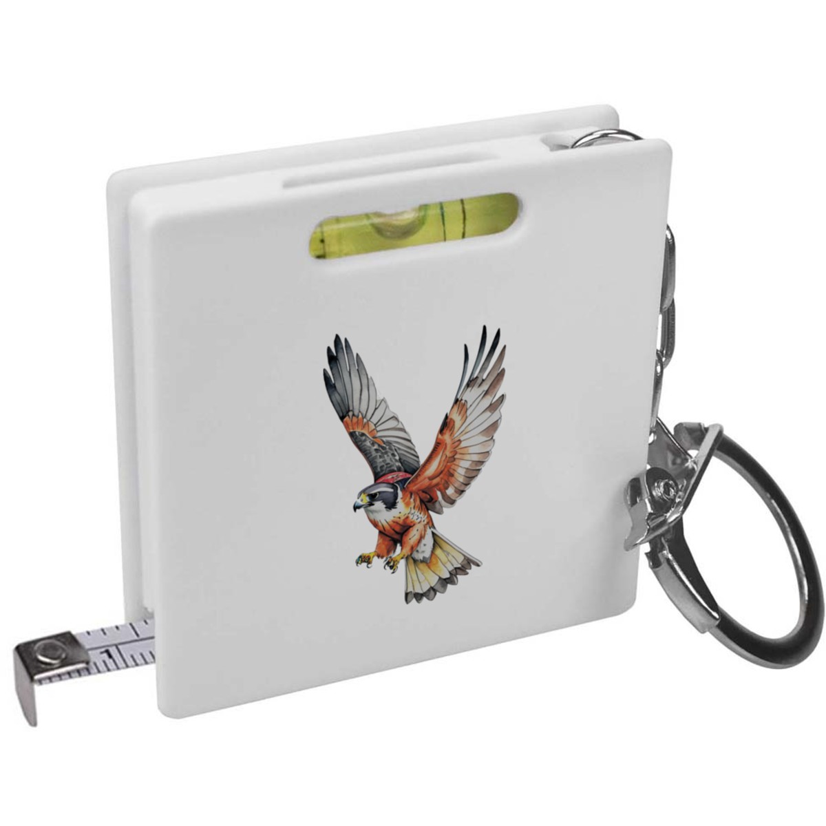 'Falcon Ready To Catch Its Prey' Keyring Tape Measure / Spirit Level Tool (KM00035622)