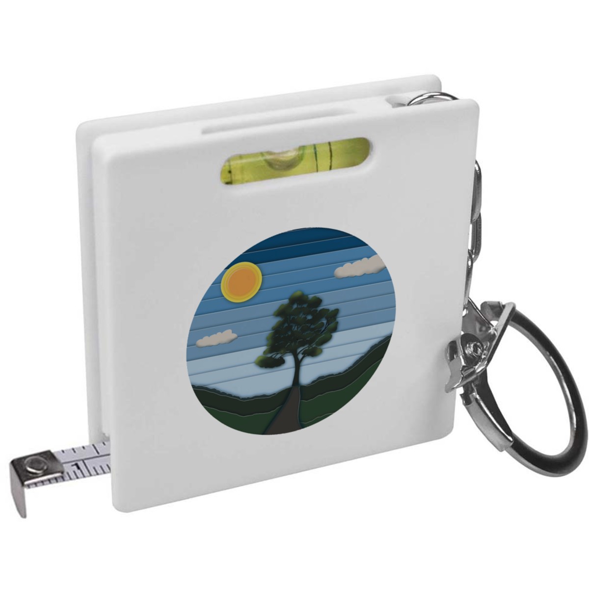 'Sycamore Tree' Keyring Tape Measure / Spirit Level Tool (KM00037585)