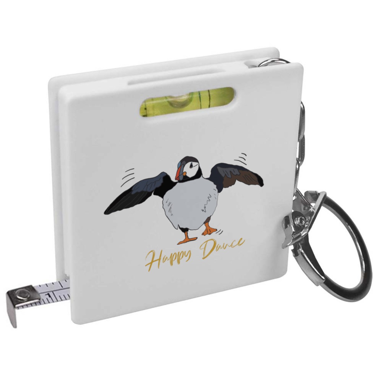 'Puffin Dancing ' Keyring Tape Measure / Spirit Level Tool (KM00038224)