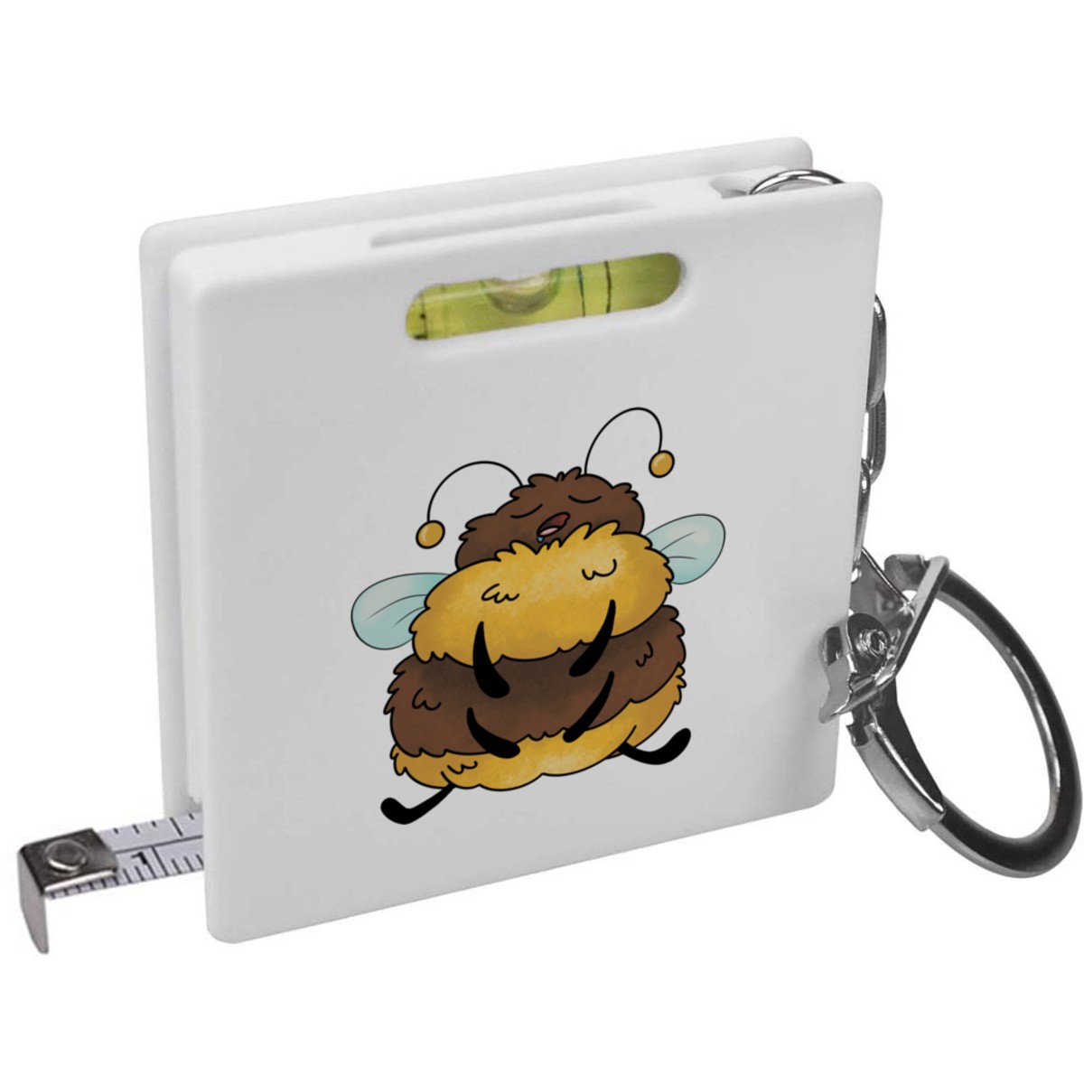 'Sleepy Bumble Bee' Keyring Tape Measure / Spirit Level Tool (KM00038436)