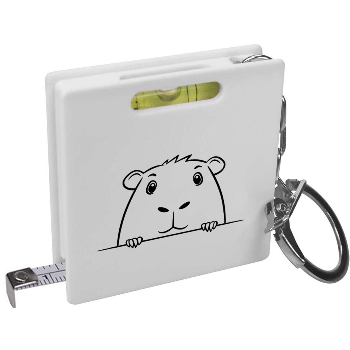 'Cute Capybara Peeking' Keyring Tape Measure / Spirit Level Tool (KM00040343)