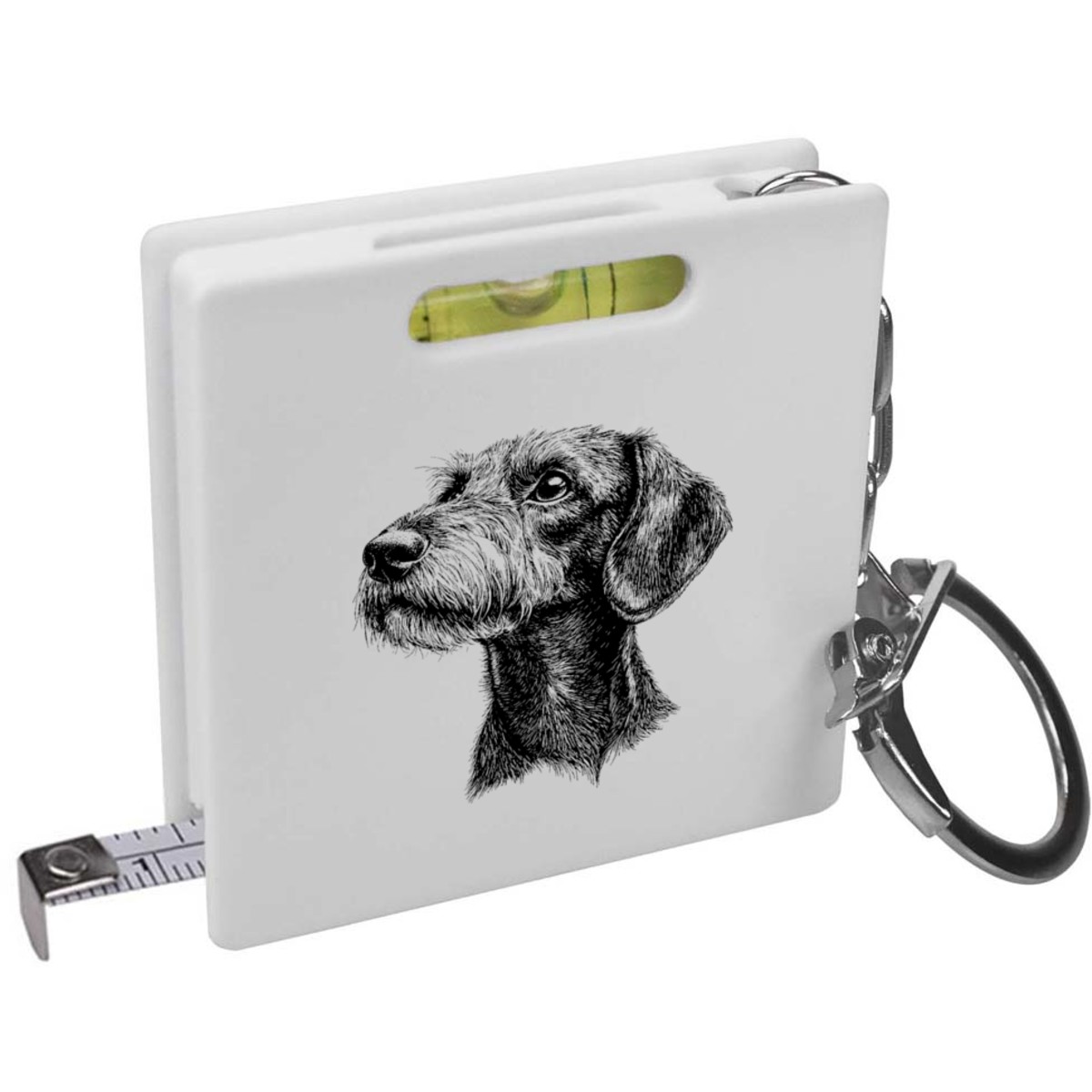 'Standard Wire-haired Dachshund' Keyring Tape Measure / Spirit Level Tool (KM00041463)