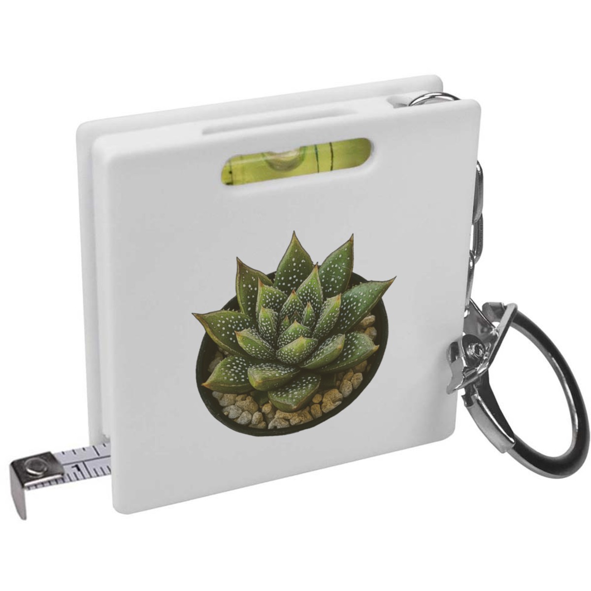 'Zebra Haworthia Succulent' Keyring Tape Measure / Spirit Level Tool (KM00042071)