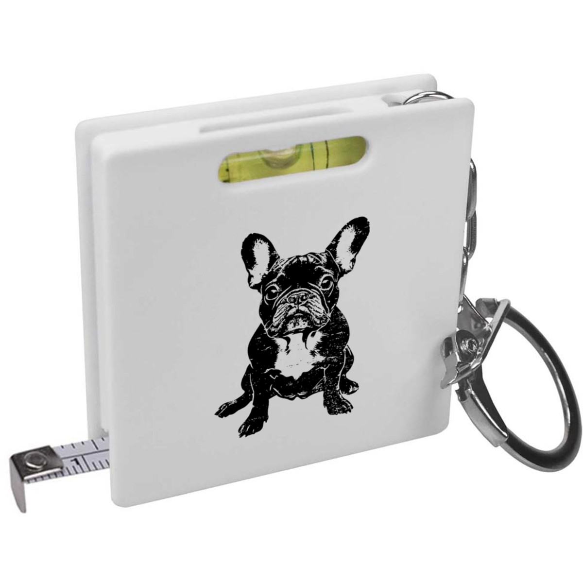 'French Bulldog Sitting' Keyring Tape Measure / Spirit Level Tool (KM00042158)