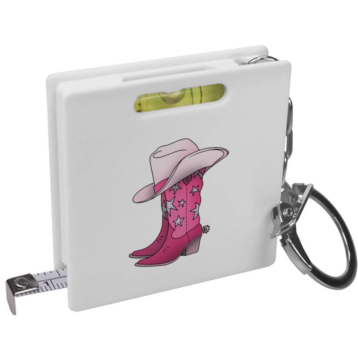 'Star Cowboy Boots & Hat' Keyring Tape Measure / Spirit Level Tool (KM00042278)