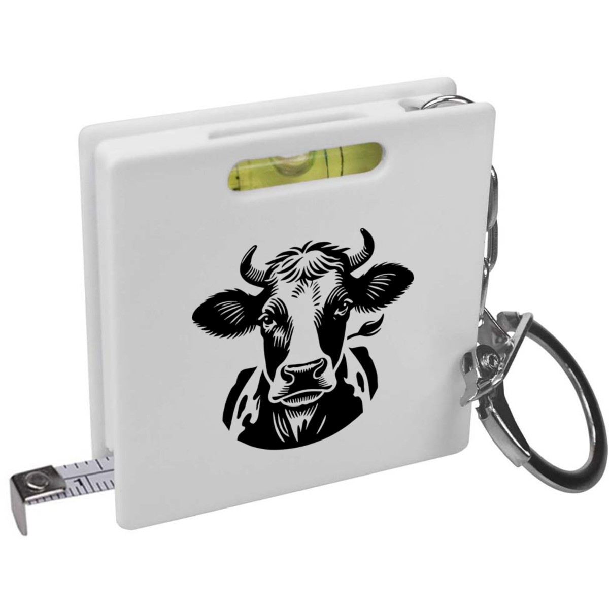 'Dairy Cow Portrait' Keyring Tape Measure / Spirit Level Tool (KM00042378)