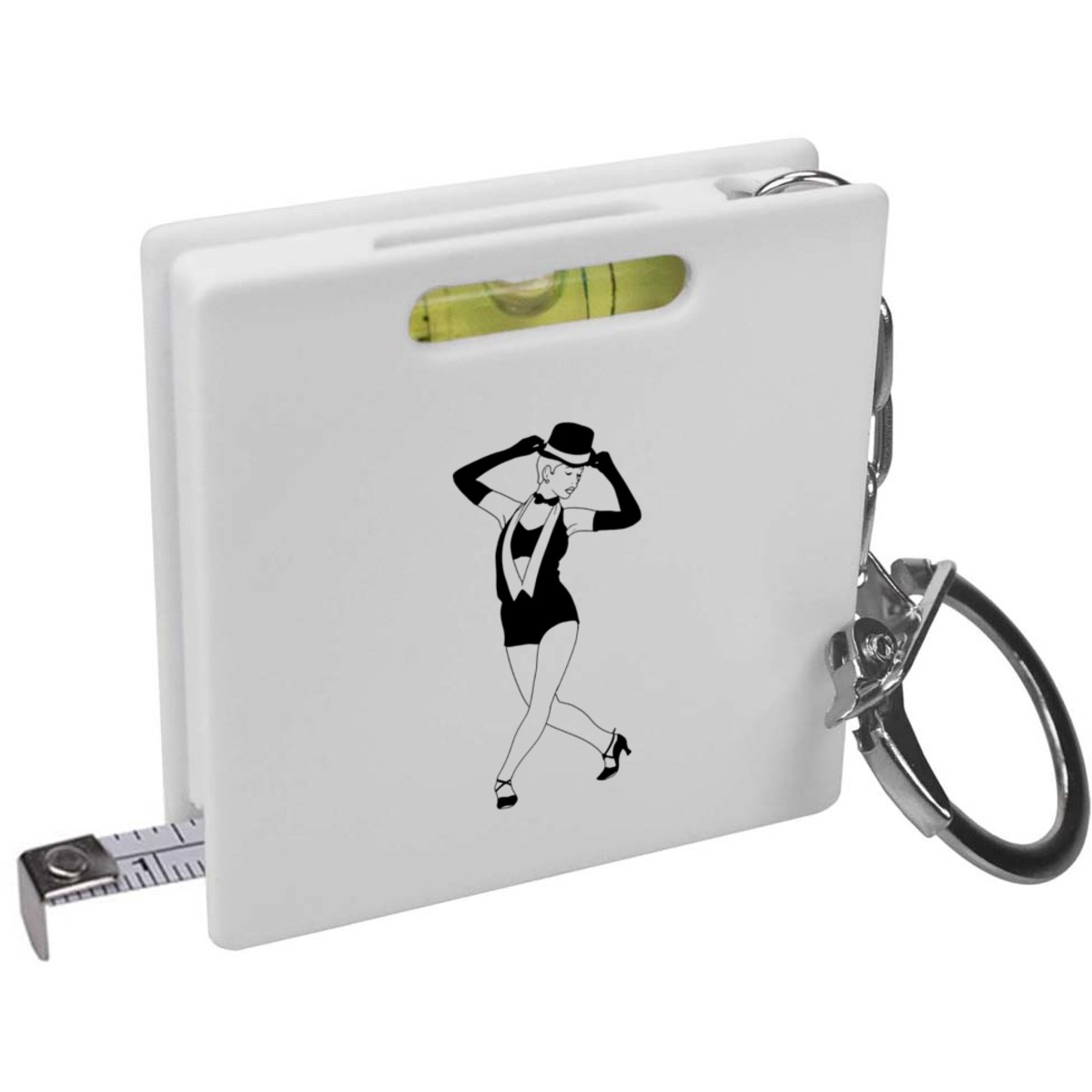 'Tap Dancing Woman' Keyring Tape Measure / Spirit Level Tool (KM00044766)