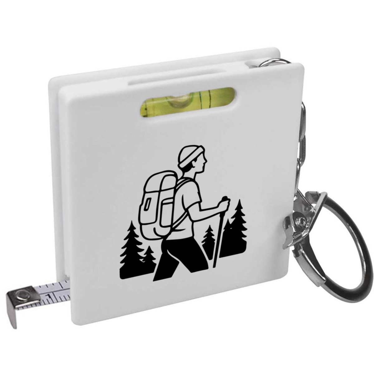 'Hiker in Forest' Keyring Tape Measure / Spirit Level Tool (KM00044971)