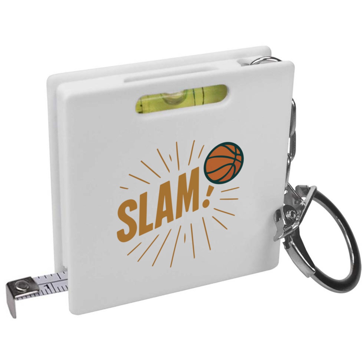 'Basketball Slam Design' Keyring Tape Measure / Spirit Level Tool (KM00045033)