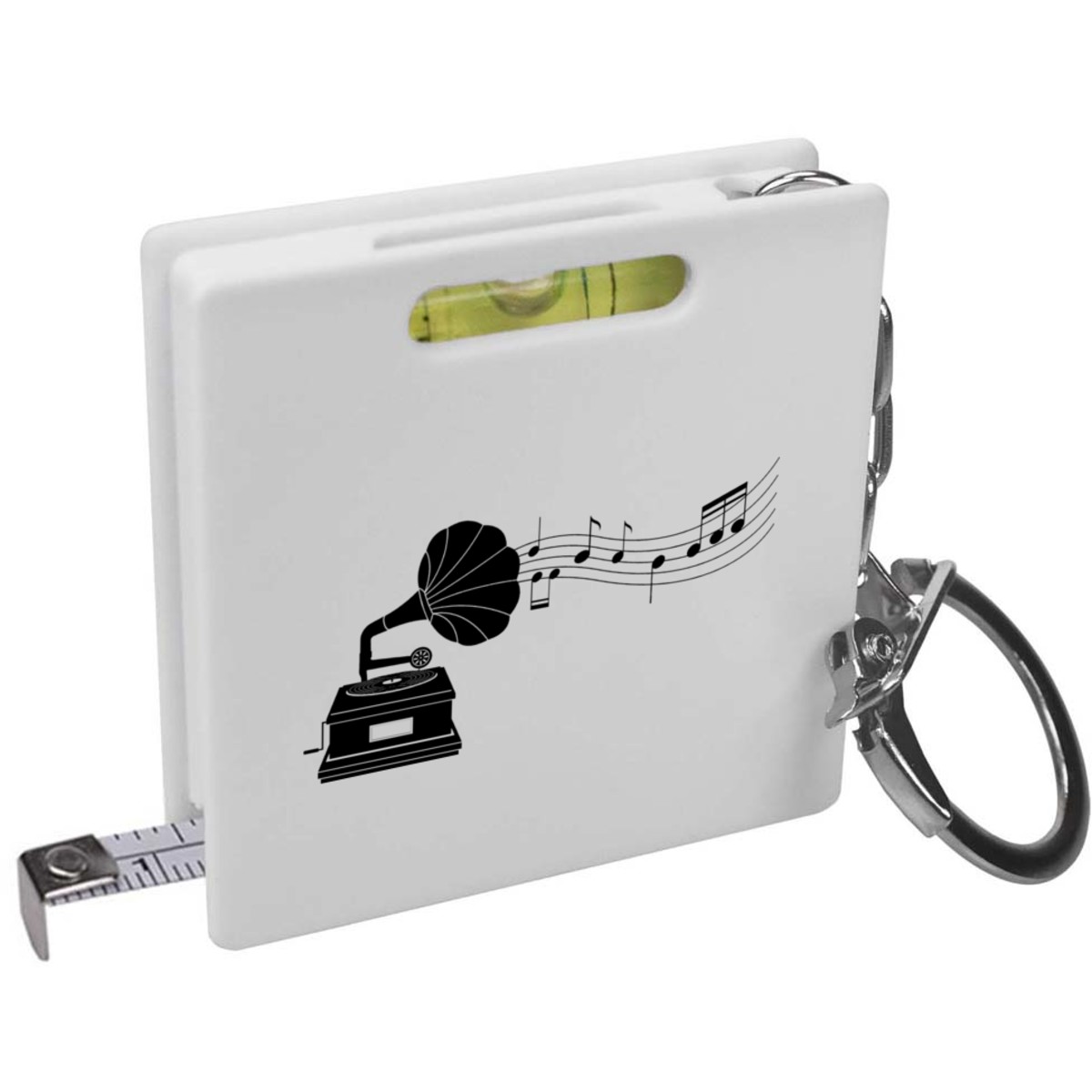 'Gramophone Record Player' Keyring Tape Measure / Spirit Level Tool (KM00045527)