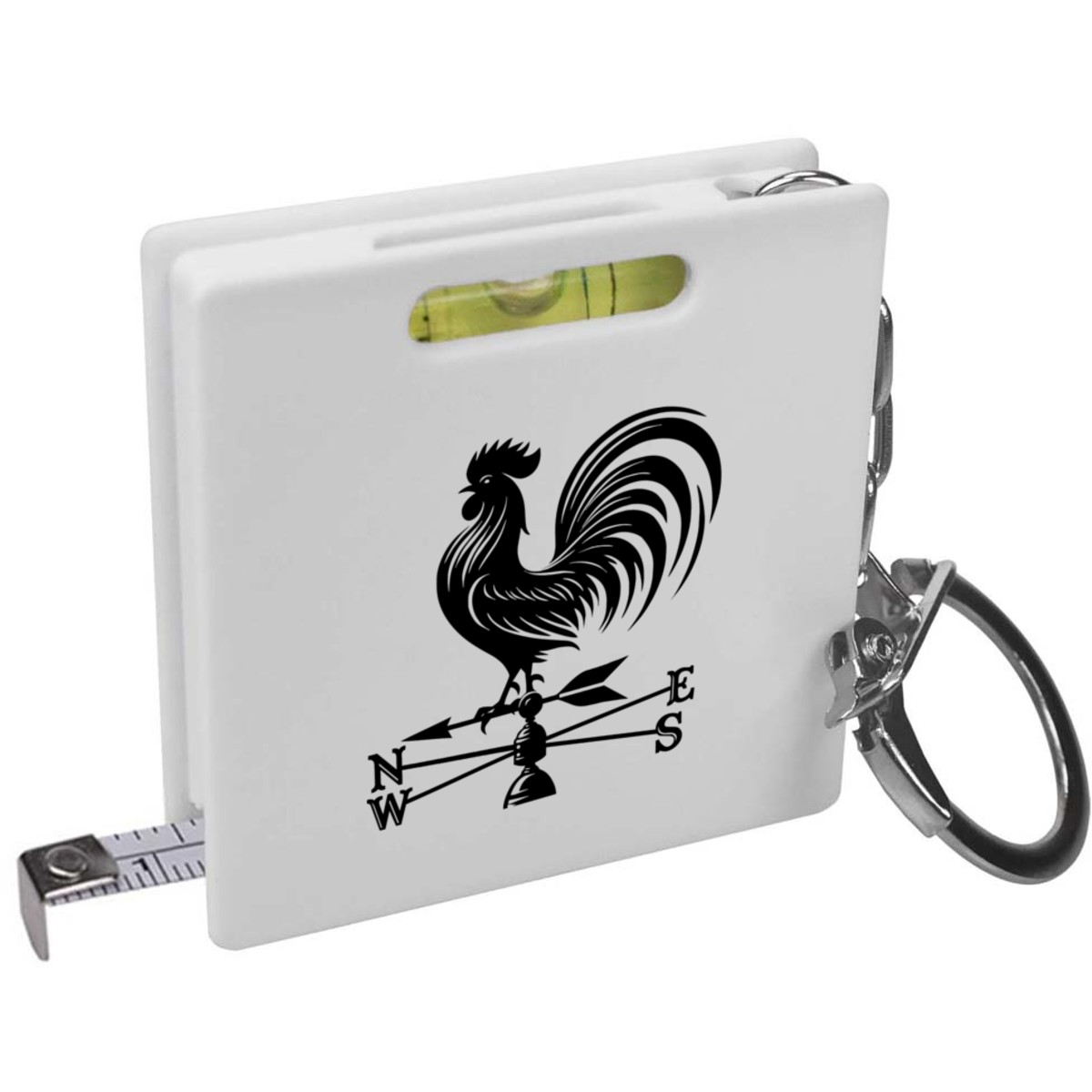'Cockerel Weather Vane' Keyring Tape Measure / Spirit Level Tool (KM00045709)