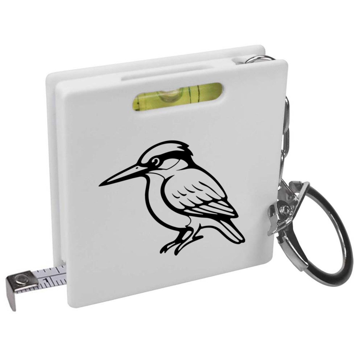 'Perched Kingfisher' Keyring Tape Measure / Spirit Level Tool (KM00046335)