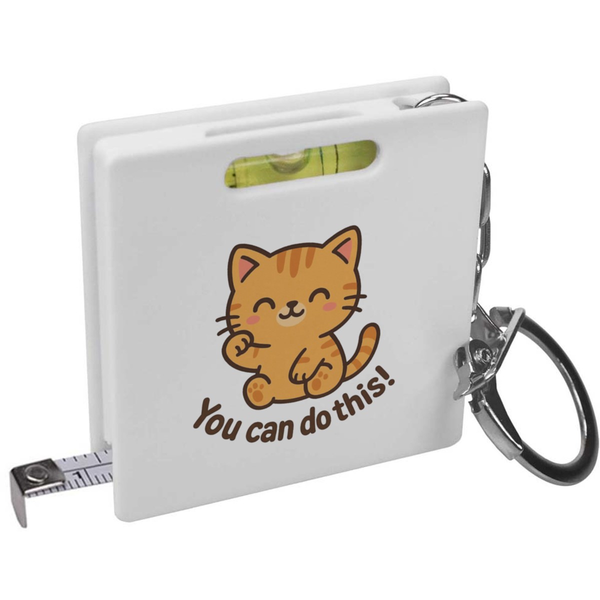 'You Can Do This with Cute Kitten' Keyring Tape Measure / Spirit Level Tool (KM00046506)